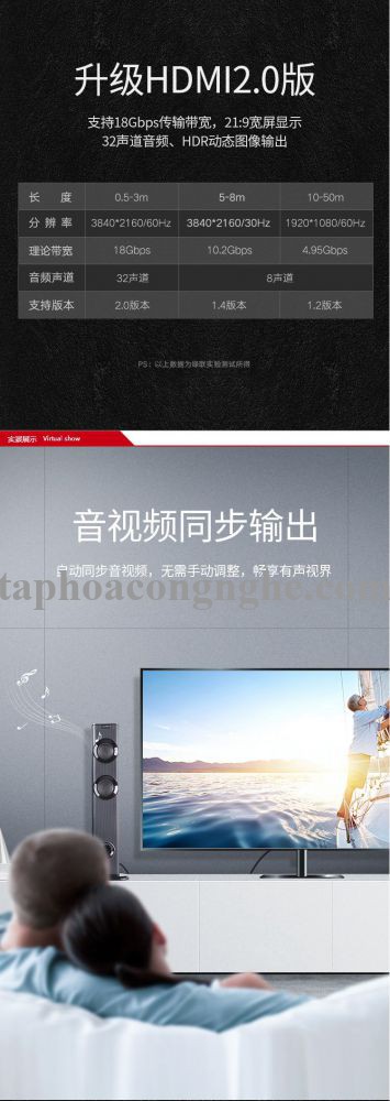 Ugreen 50764 40M Dây HDMI 1.4 toàn đồng 100% 19+1 có chipset HD104 30050764